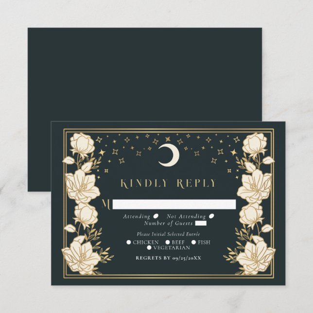 Carte D'accompagnement Arc élégant Art Nouveau Mariage RSVP (Devant / Derrière)