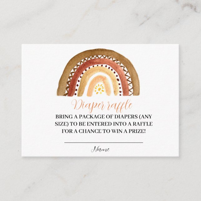 Carte D'accompagnement Arc-en-ciel Baby shower chaudière Raffle (Devant)