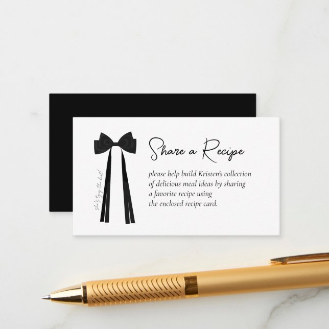 Carte D'accompagnement Arc noir elle attache la douche nuptiale du noeud (Devant/Arrière en situation)