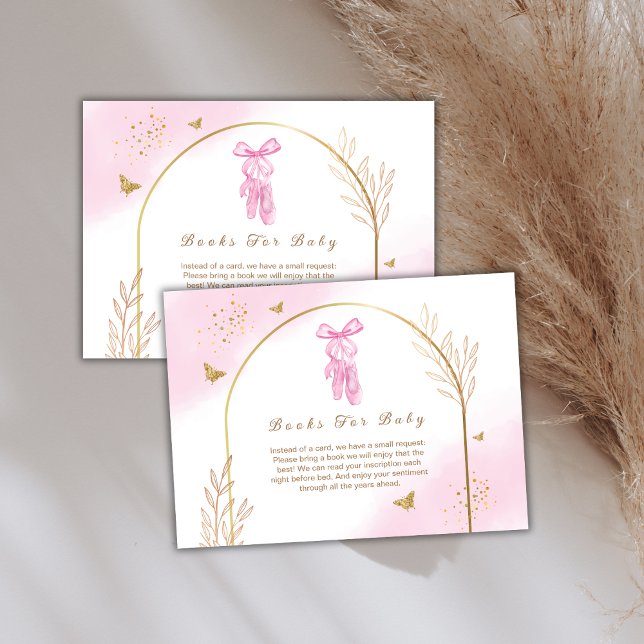 Carte D'accompagnement Arc Rose Élégant Ballerina Livres Pour Baby shower (Pink Elegant Arch Ballerina Books For Baby Shower Enclosure Card)