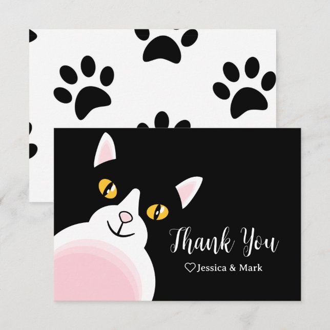 Carte D'accompagnement Arch moderne Baby shower de chat noir Merci (Devant / Derrière)