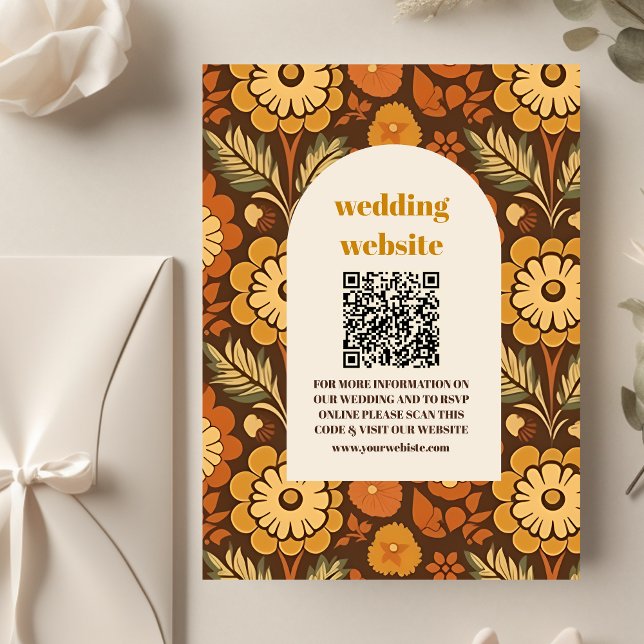 Carte D'accompagnement Arch Moderne Rétro les années 70 Floral Mariage (Créateur téléchargé)
