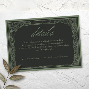 Carte D'accompagnement Arche de treillis botanique vintage noir sauge pou