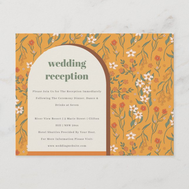 Carte D'accompagnement Arche Super Jaune Arc Florale Mariage Réception (Devant)