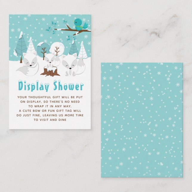 Carte D'accompagnement Arctic Fox Winter Wonderland Display Baby shower (Devant / Derrière)