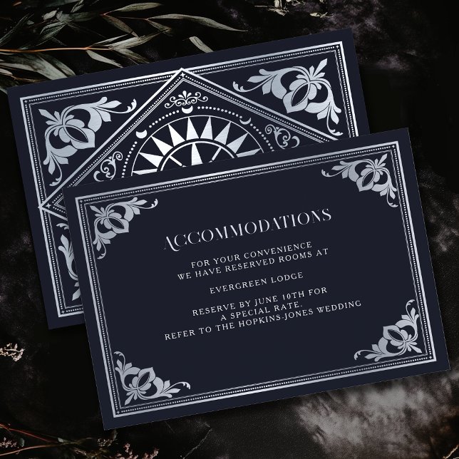 Carte D'accompagnement Argent Art Nouveau Mariage gothique Hébergements  (Créateur téléchargé)