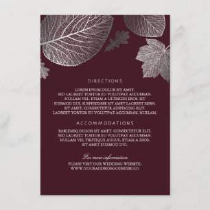 Carte D'accompagnement Argent Feuille Bourgogne Mariage Détails-Informati