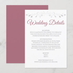 Carte D'accompagnement Argent Flourish Dusty Rose Élégant Détails de mari