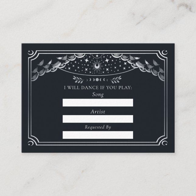 Carte D'accompagnement Argent Gothique Tarot Mariage Demande de chanson (Devant)