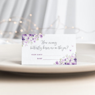 Carte D'accompagnement Argent violet devinez combien de baisers papillon