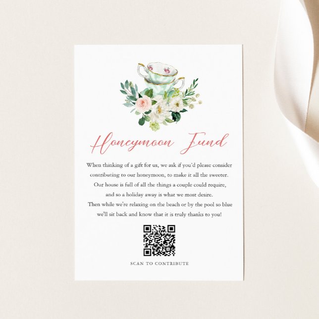 Carte D'accompagnement ARIA Tea Party Mariage Honeymoon Fund Souhaite (Créateur téléchargé)