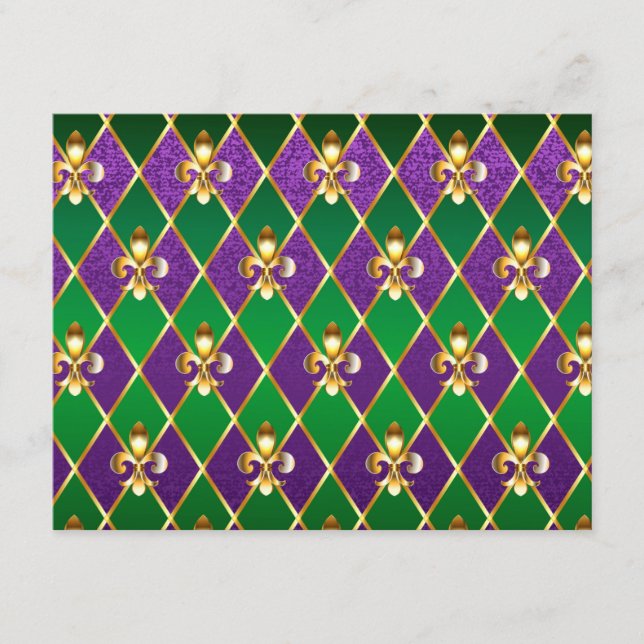 Carte D'accompagnement Arrière - plan de bijoux Mardi Gras (Devant)