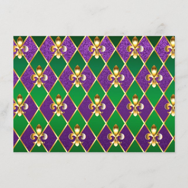 Carte D'accompagnement Arrière - plan de bijoux Mardi Gras (Devant)