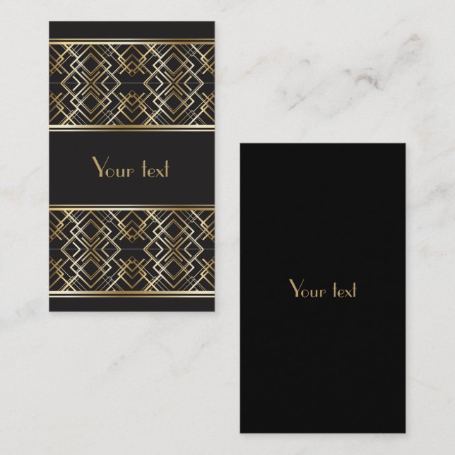 Carte D'accompagnement art deco,black,gold,elegant,chic,monogram ready, c (Devant / Derrière)
