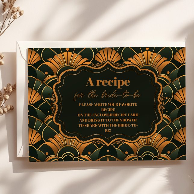 Carte D'accompagnement Art Déco Bride Diamant Or et Vert (Créateur téléchargé)