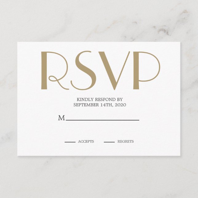 Carte D'accompagnement Art Déco Mariage Gris Gris Années RSVP (Devant)