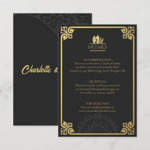 Carte D'accompagnement Art déco moderne Swan Gold et noir détails