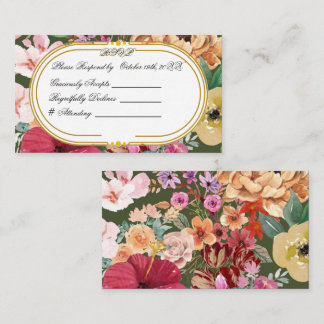 Carte D'accompagnement Art Nouveau Floral Calligraphy RSVP Card 