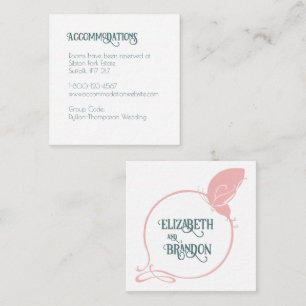 Carte D'accompagnement Art nouveau rose papillon Vintage Hébergements