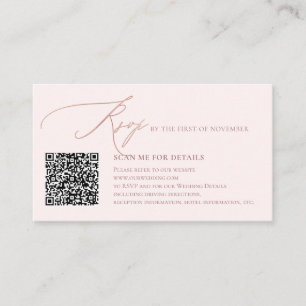 Carte D'accompagnement ArtsApp QR Code RSVP Faux Rose Gold Calligraphy
