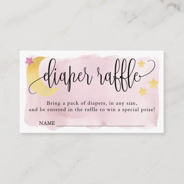 Carte D'accompagnement Au-dessus de la lune, Baby shower rose, chicane (Devant)