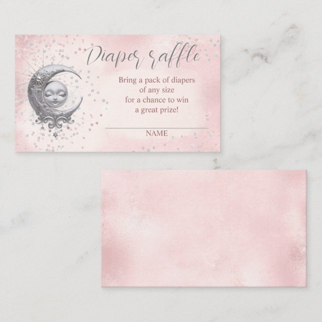 Carte D'accompagnement Au-Dessus De La Lune Baby shower Rose Déchets Cart (Devant / Derrière)