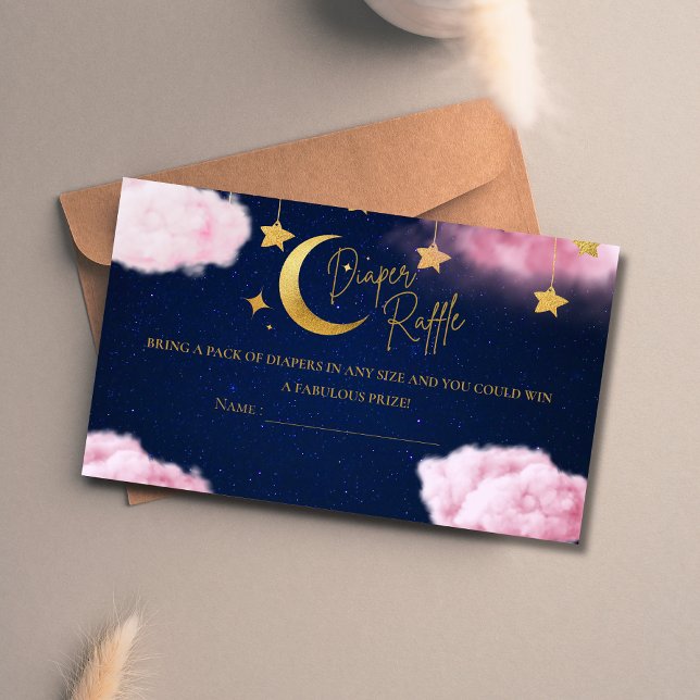 Carte D'accompagnement Au-dessus de la lune étoiles baby shower rose couc (Créateur téléchargé)