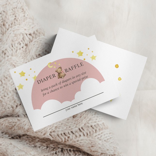 Carte D'accompagnement Au-Dessus De La Lune Fille Teddy Ours Pink Diaper  (Créateur téléchargé)