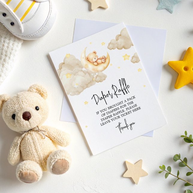 Carte D'accompagnement Au-Dessus De La Lune Teddy Bear Diaper Baby shower (Créateur téléchargé)