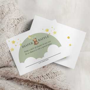 Carte D'accompagnement Au-Dessus De La Lune Teddy Bear Sage Green Diaper 