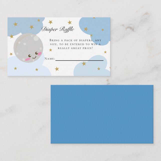 Carte D'accompagnement Au-dessus du Baby shower de la Lune Déchets Raffle (Devant / Derrière)