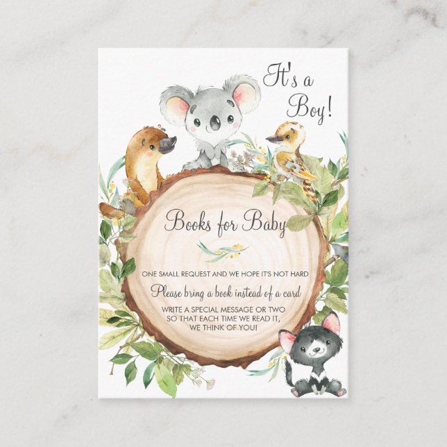 Carte D'accompagnement Australian Animals Livres pour bébé garçon douche (Devant)