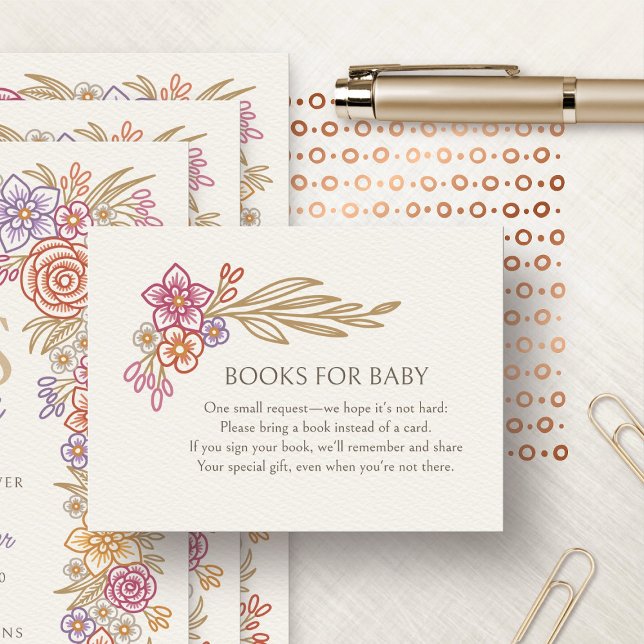 Carte D'accompagnement Automne Automne Floral Books Baby shower (Créateur téléchargé)