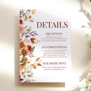 Carte D'accompagnement Automne Bourgogne Orange Orange Détails de la fleu