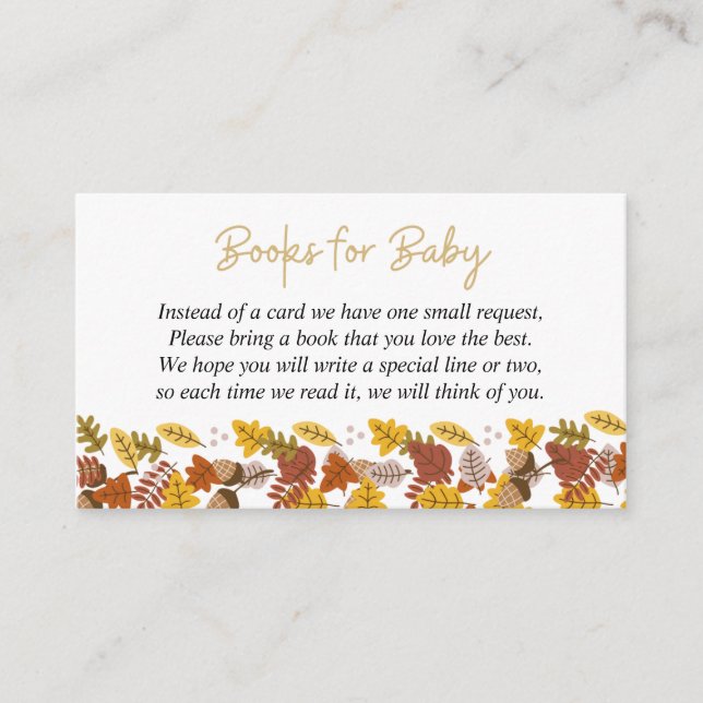 Carte D'accompagnement Automne Brown Hérisson Baby shower Demande de carn (Devant)