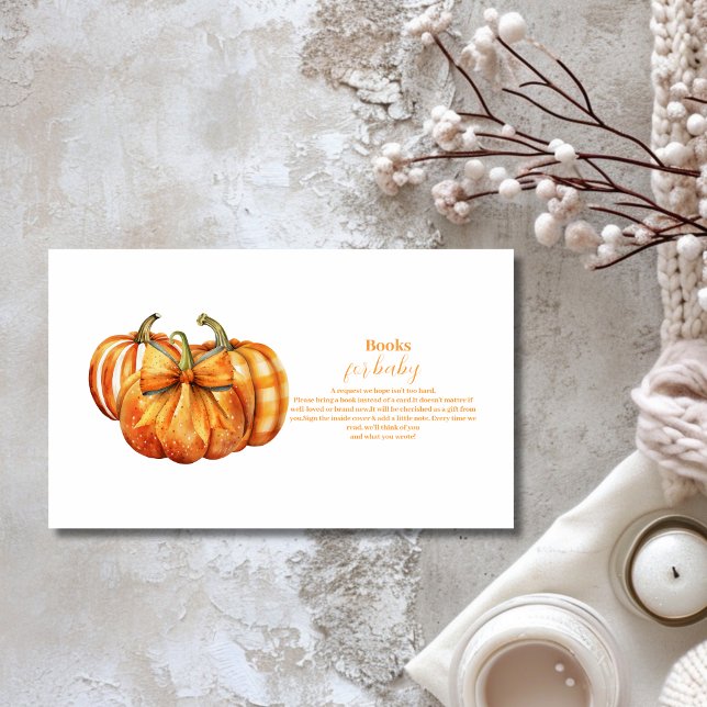 Carte D'accompagnement Automne Citrouille Bow Girl Baby shower Livres pou (Créateur téléchargé)