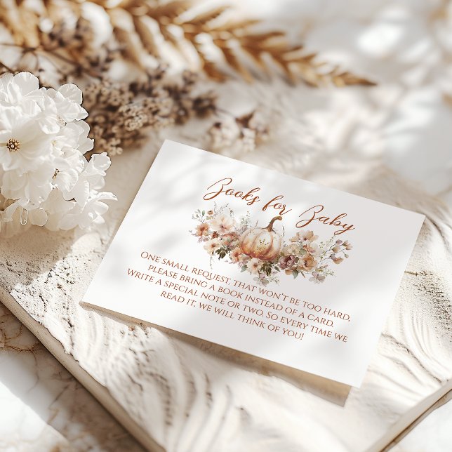 Carte D'accompagnement Automne Citrouille Floral coeur Baby shower Livre (Créateur téléchargé)