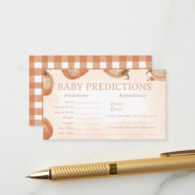 Carte D'accompagnement Automne Citrouille prédictions de bébé (Devant/Arrière en situation)