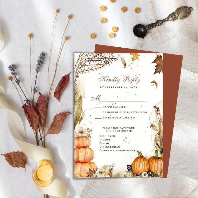 Carte D'accompagnement Automne dans l'amour Citrouille Botanique Automne  (Créateur téléchargé)