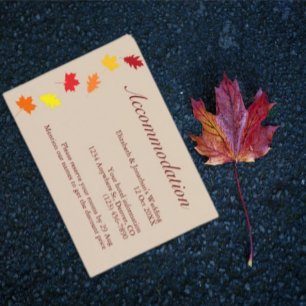 Carte D'accompagnement Automne Feuilles Hébergement Mariage