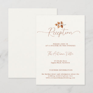 Carte D'accompagnement Automne Feuilles Terracotta Mariage Réception Inse