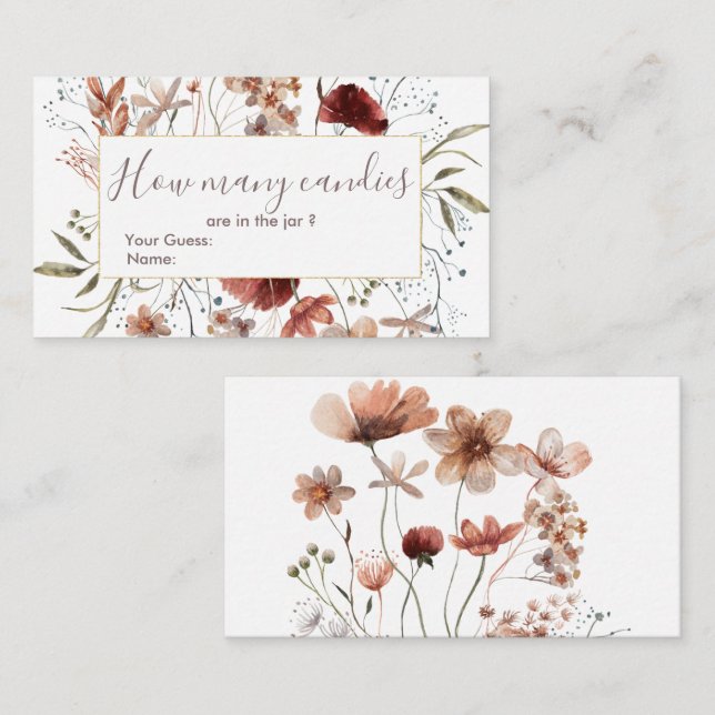 Carte D'accompagnement Automne Fleur sauvage Devinez combien de bonbons (Devant / Derrière)