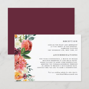 Carte D'accompagnement Automne Floral Garland Détails du Mariage de autom