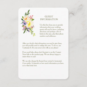 Carte D'accompagnement Automne Floral Mariage Informations d'invité Insér