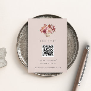 Carte D'accompagnement Automne Floral Teacup Fête des mariées Registre QR