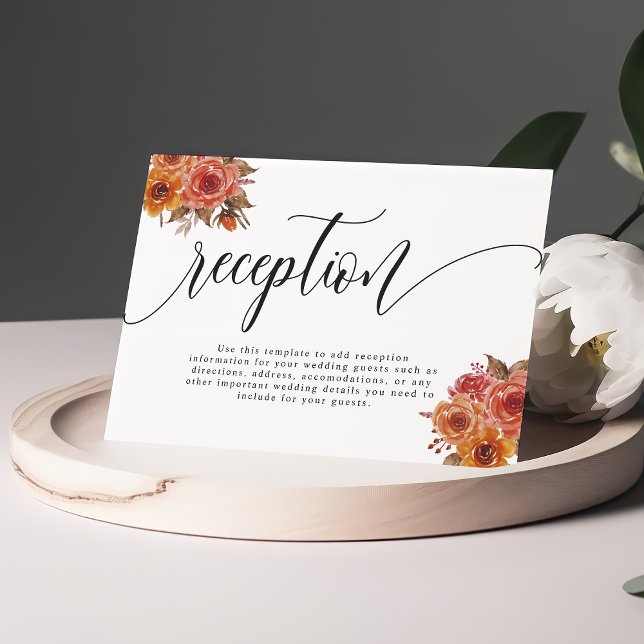 Carte D'accompagnement Automne Rustique Automne Floral Mariage Réception (Créateur téléchargé)