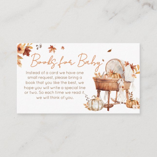Carte D'accompagnement Automne Tomber dans l'amour Baby showers Livres po (Devant)