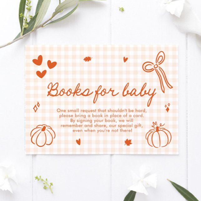 Carte D'accompagnement Automne Un Petit Baby shower Citrouille Livres Pou (Fall A Little Pumpkin Baby Shower Books For Baby Card)
