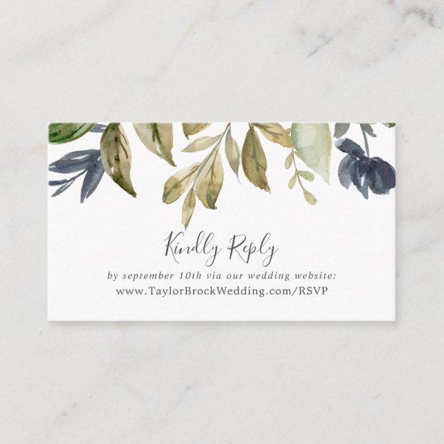 Carte D'accompagnement Automne Végétation Site Mariage RSVP (Devant)