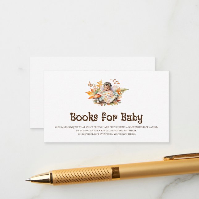 Carte D'accompagnement Automne Woodland Fairy Books for Baby Insert (Devant/Arrière en situation)